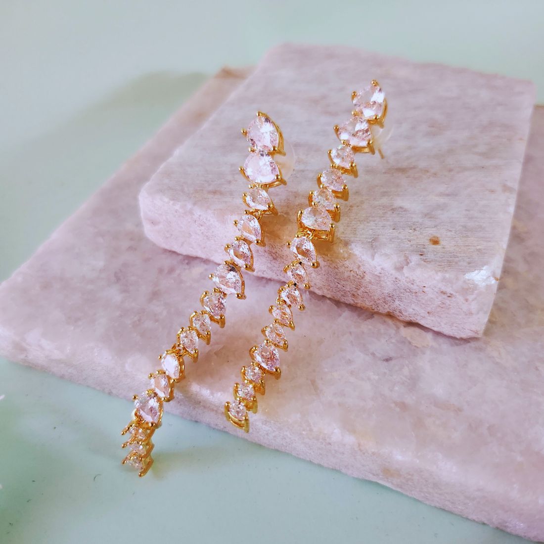 Stoned long earrings